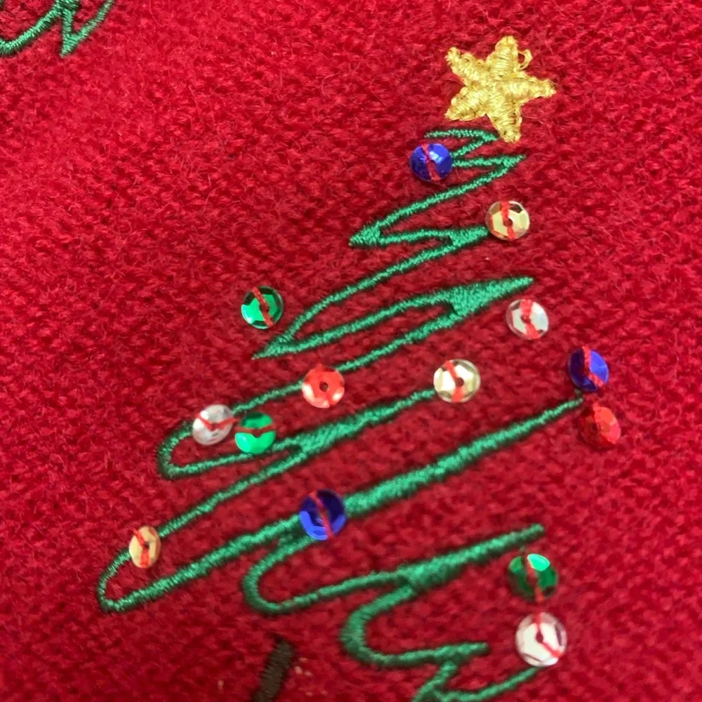 Vintage Karen Scott Festive Red Christmas Cardigan